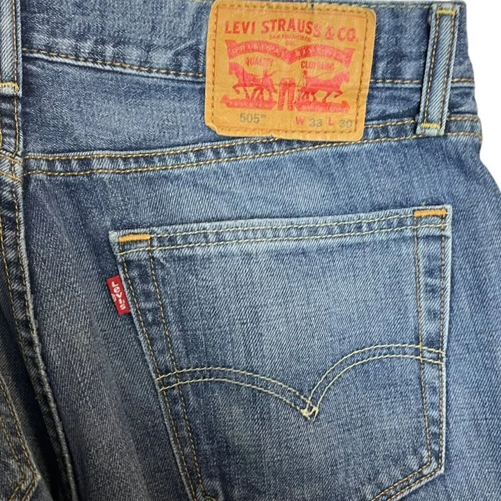 Levi's Men's 33x30 505‎ Original Fit Jeans Classic Straight Leg Blue 100% Cotton